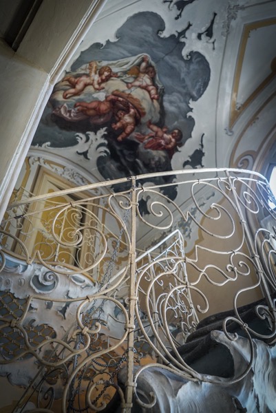 Stairway and Ceiling Art, Palazzo Biscari 9, Catania, Sicily, Italy