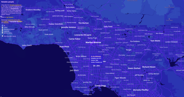 The image shows a densely packed map of the United States, primarily focused on the east coast. Locations are labelled with names of notable actors. A significant portion of the map features names like "Robert De Niro," "Al Pacino," "Marlon Brando," and "Dustin Hoffman." Other names like "Leonardo DiCaprio," "Brad Pitt," and "George Clooney" are also present. The map displays a detailed geographical representation, with state borders and major cities visible. The labels are placed near the respective locations associated with the actors.</p>

<p>Provided by @altbot, generated privately and locally using Gemma3:12b