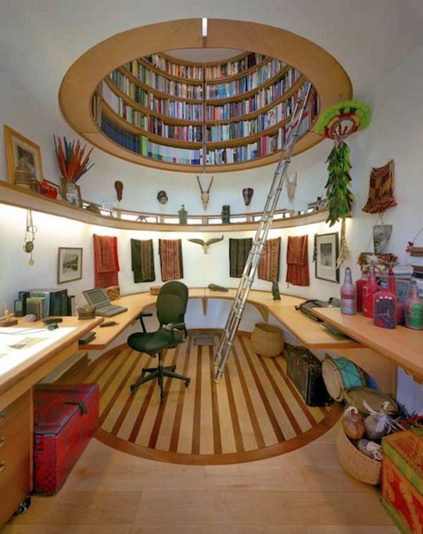 Amazing bookshelf in office dome