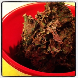 Recipe: Chocolate Kale Chips mentioned in #KitchenParty Show 005 last Thursday