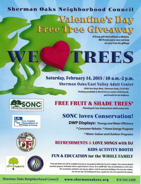 Free Sherman Oaks Tree Giveaway on Valentine’s Day – Plant a little love in  your garden!