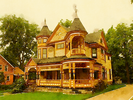 Historic Victorian Home, Bedford, Ohio (Watercolor)