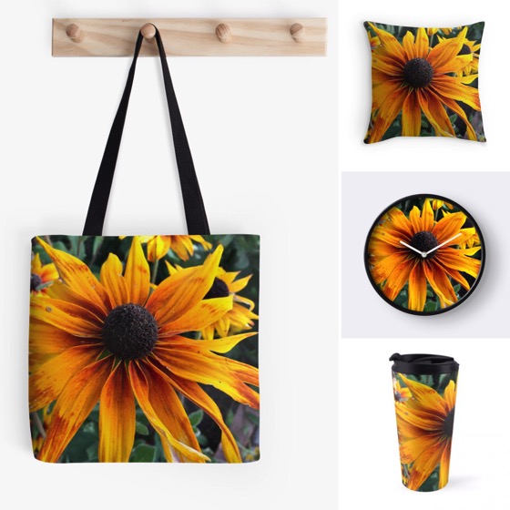 Brighten up your home with these Rudbeckia Totes, Clocks, Pillows and More!
