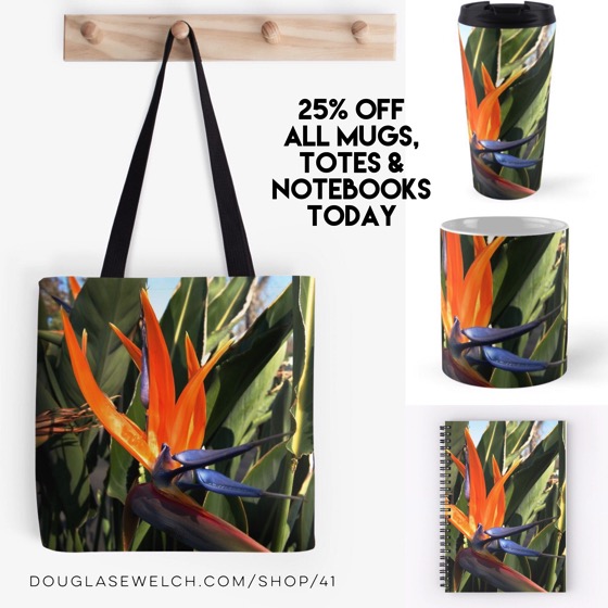 25% OFF Today – Almost Alien Looking Strelitzia Decorate These Totes, Mugs, Notebooks and Much More!