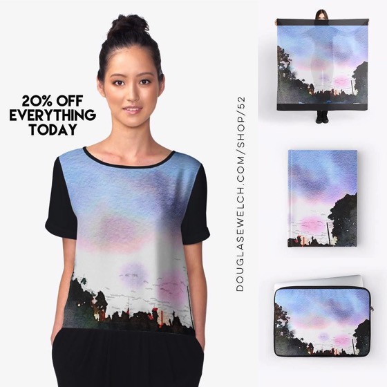 20% OFF Everything Today! – Watercolor Sunset Scarves, Journals, Laptop Cases and Much More!