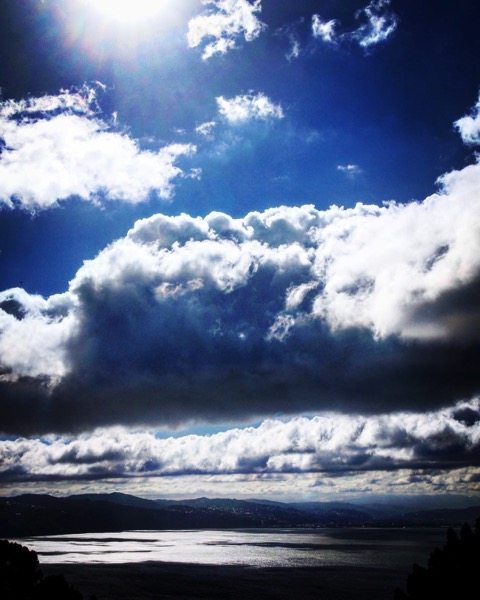 Dramatic sky and sea on Wellington Harbor, New Zealand via Instagram