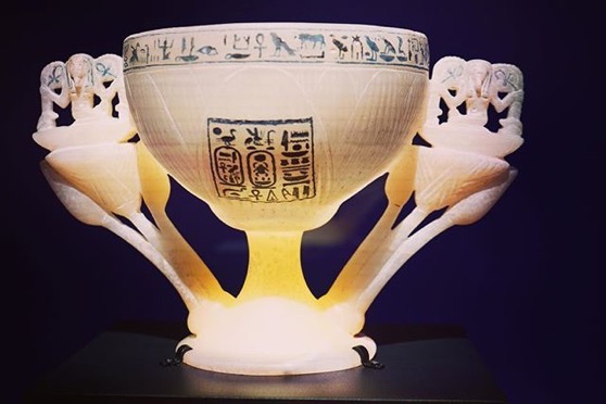 Two handled alabaster chalice – King Tut: Treasures of the Golden Pharaoh via Instagram