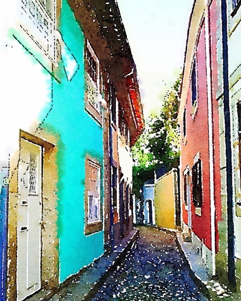 Street Scene, Foz, Porto, Portugal (Watercolor) via Instagram