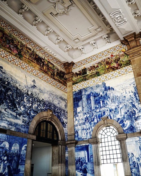 Tile Murals at Porto, Portugal Train Station via Instagram