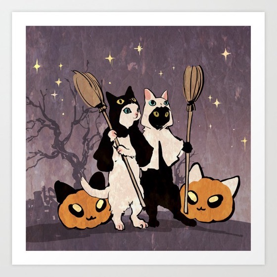 Halloween 2020 – 37 in a series – Halloween Cats Art Print by Demian
