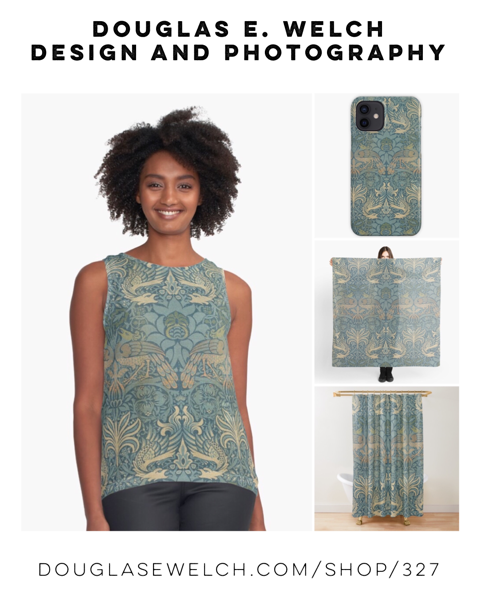 New Design: Vintage Peacock and Dragon Textile from Art Institute Chicago Collection on Tops, iPhone Cases, Scarves, and More from Douglas E. Welch Design and Photography [For Sale]