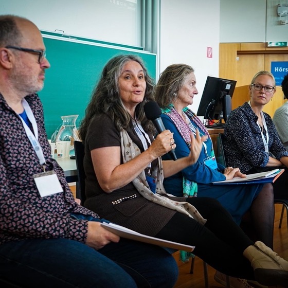 Dr. Rosanne Welch speaks during Screenwriting Research Network Roundtable in Vienna via Instagram [Photography]