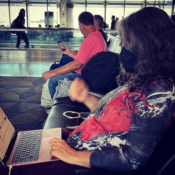 Dr. Rosanne Welch  hard at work, as always. Off to Vienna for the #screenwritingresearchnetwork Conference then Sicily to see family next week.