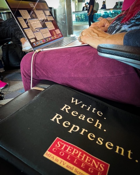 Dr. Rosanne Welch hard at work, as always. Off to Vienna for the #screenwritingresearchnetwork Conference then Sicily to see family next week.