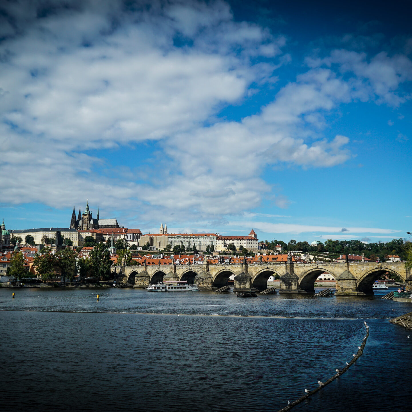 View over Vltava River towards Prague Castle, Prague Architecture 54, Prague, Czechia [Prints Available]